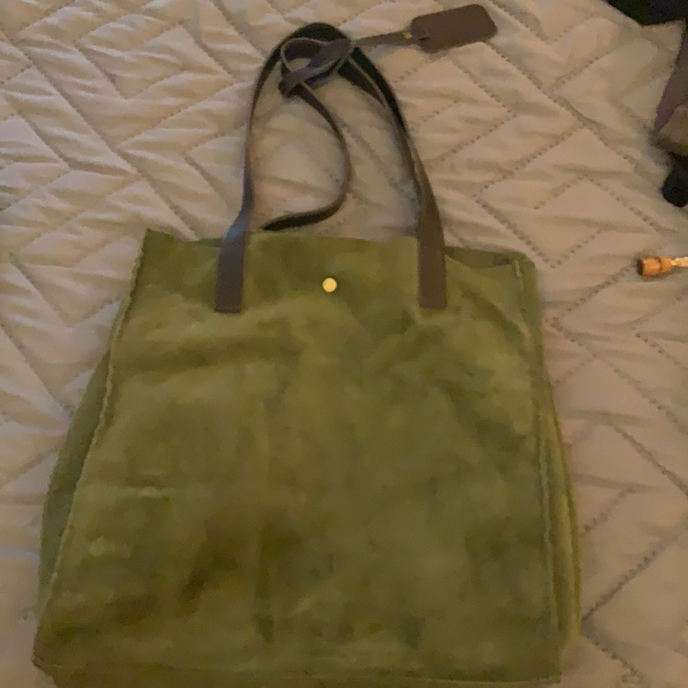 Suede green tote